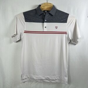 FootJoy Polo Shirt Mens Small White Striped Golf Short Sleeve